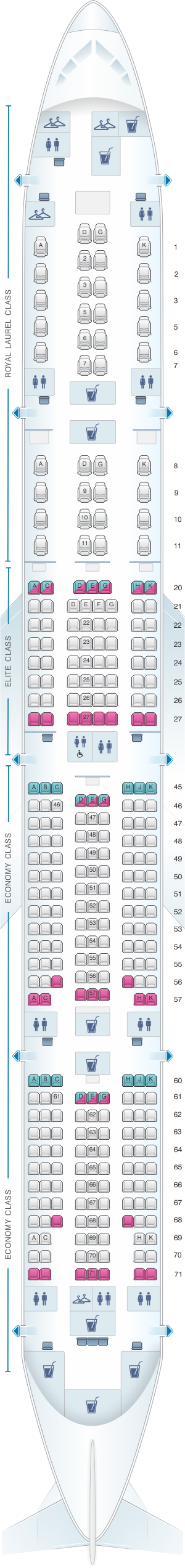 Mapa de asientos EVA Air Boeing B777 300ER 313PAX - Plano del avión ...