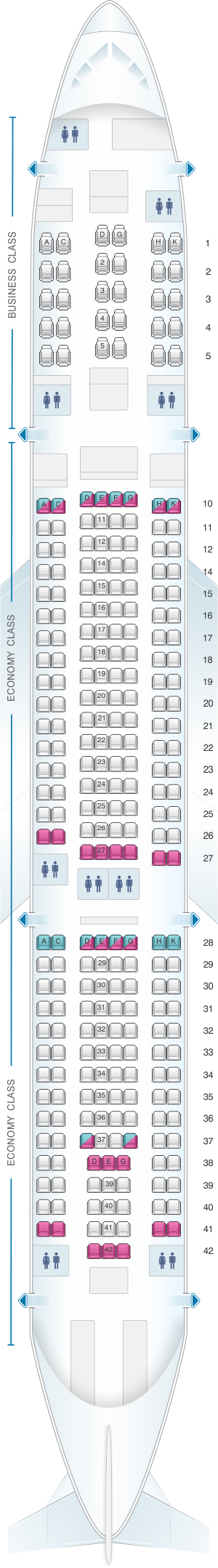 Mapa De Asientos Asiana Airlines Airbus A330 300 275pax Plano Del