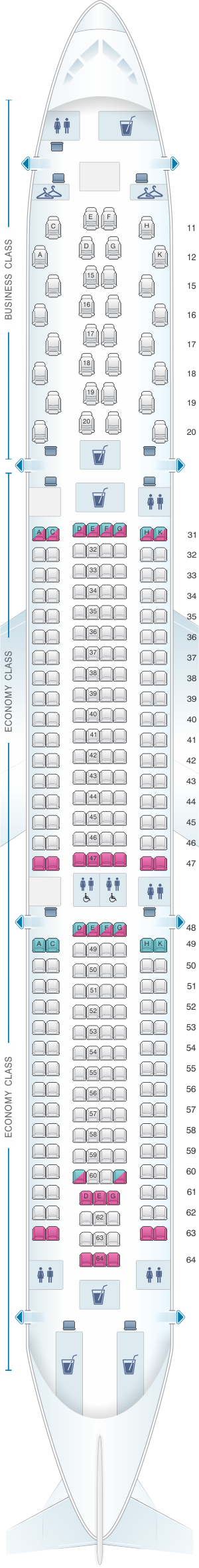 Airbus A330 300 Seat Map - Image to u