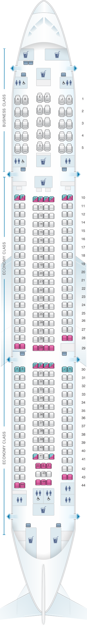 Seat Map Qatar Airlines Airbus A330 300 295pax 